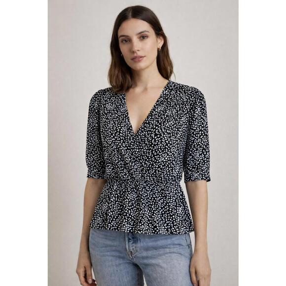 The Kooples Tops - The Kooples Summer Dot Peplum Wrap Blouse 100% Viscose US Small FR 1 NWT $225